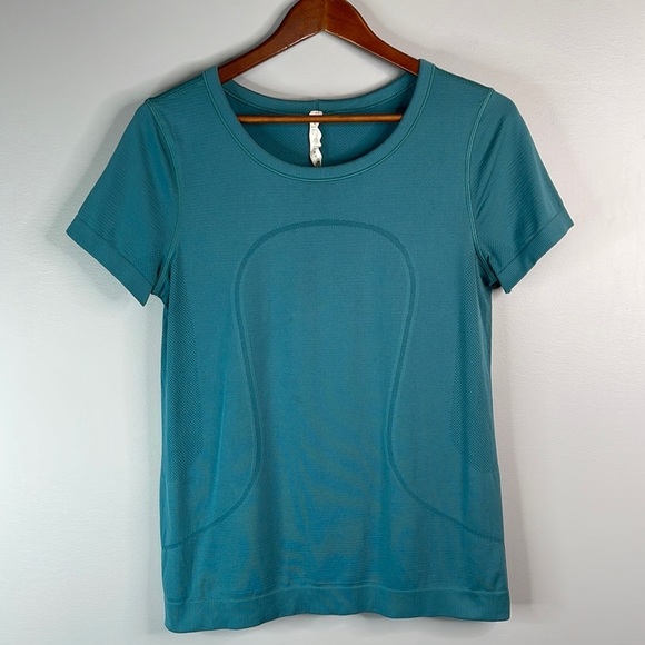 Lululemon Swiftly Tech Breeze Short Sleeve Relaxed Fit Top Teal Blue Run Size 8 - Picture 10 of 10